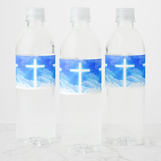 Étiquette Pour Bouteilles D'eau Cross of Light Jesus Christ Customizable Christian (Bouteilles)