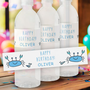 Étiquette Pour Bouteilles D'eau Cute Blue Crab Sea Animals Gary Joyeux Anniversair