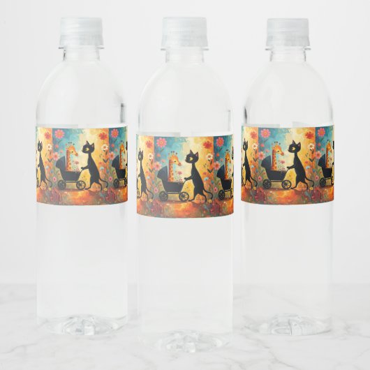 Étiquette Pour Bouteilles D'eau Cute Cat Giraffe Water Bottle Label (Bouteilles)