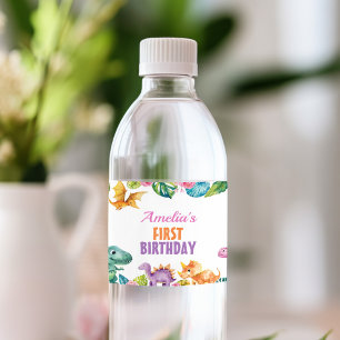Étiquette Pour Bouteilles D'eau Cute Dinosaures Fille Étiquette de bouteille d'eau