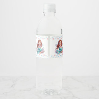 Étiquette Pour Bouteilles D'eau Cute Little Mermaid Baby Shower Water Bottle Label