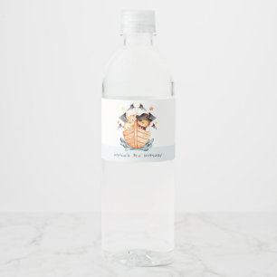 Étiquette Pour Bouteilles D'eau Cute Nautical Pirate Ship Lion Cub Anniversaire de