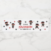 Étiquette Pour Bouteilles D'eau Cute Ninja Karate Samurai Birhtday Boy (Étiquettes simples)
