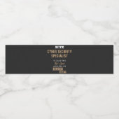 Étiquette Pour Bouteilles D'eau Cyber Security Specialist (Étiquettes simples)