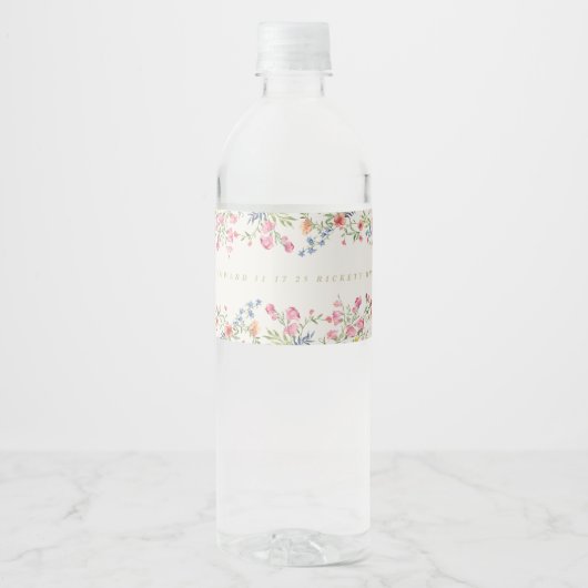 Étiquette Pour Bouteilles D'eau dainité romantique floral boho mariage de printemp (Devant)