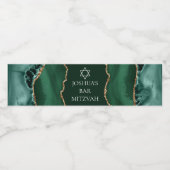 Étiquette Pour Bouteilles D'eau Dark Green Gold Agate Bar Mitzvah Custom Party (Étiquettes simples)