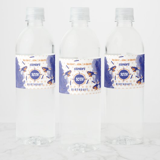 Étiquette Pour Bouteilles D'eau Dart Gun Bataille War Boys Anniversaire (Bouteilles)
