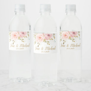 Étiquette Pour Bouteilles D'eau  de mariage pour bouteille d'eau avec roses vintag