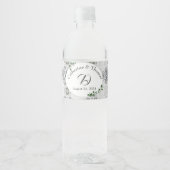 Étiquette Pour Bouteilles D'eau Dentelle blanche et Feuilles Roses (Devant)