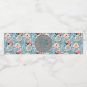 Étiquette Pour Bouteilles D'eau Dentelle florale bleu foncé | Calligraphie décorat (Étiquettes simples)