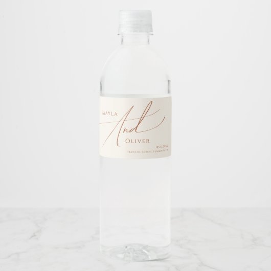 Étiquette Pour Bouteilles D'eau Désert de Whimsical | Beige (Devant)