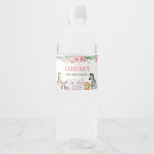 Étiquette Pour Bouteilles D'eau Deux Fêtes Sauvages - Extravagance Animal Rose!