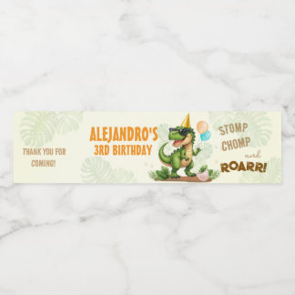 Étiquette Pour Bouteilles D'eau Dinosaur Birthday - Stomp Chomp Roar T-Rex Birthda