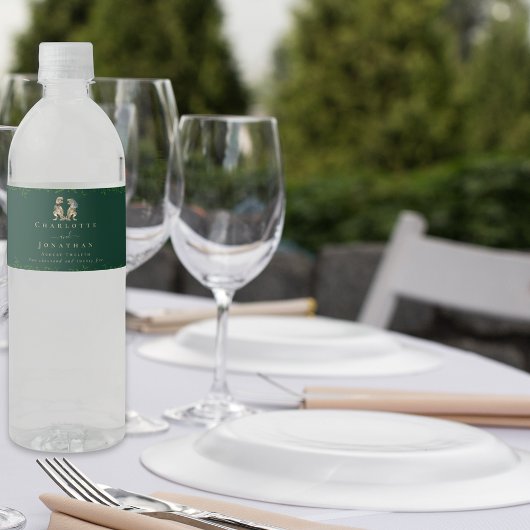 Étiquette Pour Bouteilles D'eau Dinosaur Thème Mariage Vert foncé