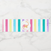 Étiquette Pour Bouteilles D'eau Dinosaure jaune et rayures pastel (Étiquettes simples)