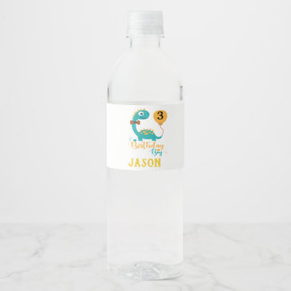 Étiquette Pour Bouteilles D'eau Dinosaure pour garçon d'anniversaire personnalisé