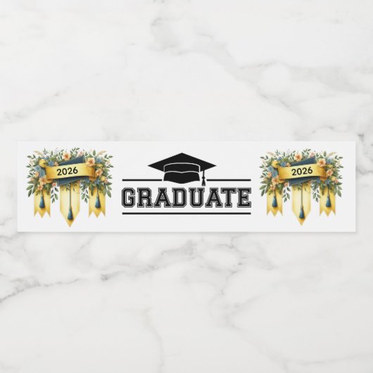 Étiquette Pour Bouteilles D'eau Diplômé 2026 (Étiquettes simples)