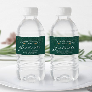 Étiquette Pour Bouteilles D'eau Diplôme Casquette Or Écriture Blanche Vert Foncé G