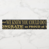 Étiquette Pour Bouteilles D'eau Diplôme noir et or (Étiquettes simples)