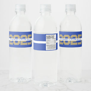 Étiquette Pour Bouteilles D'eau Diplôme personnalisé bleu et bronze or