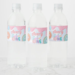 Étiquette Pour Bouteilles D'eau Donut Sweet Un 1er Anniversaire Fête Favoriser Wat