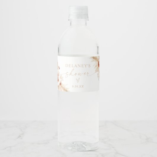 Étiquette Pour Bouteilles D'eau Douche Boho Beige (Devant)