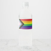 Étiquette Pour Bouteilles D'eau Drapeau progressiste LGBTQIA (Devant)