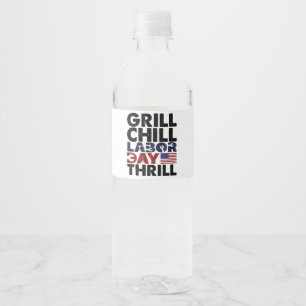 Étiquette Pour Bouteilles D'eau Drapeau Usa Grill Se rafraîchir Fête du Travail Fr