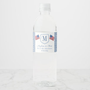 Étiquette Pour Bouteilles D'eau Drapeaux américains à monogramme patriotique pour