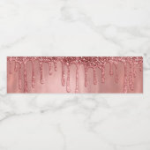 Étiquette Pour Bouteilles D'eau Dripping in Rose Gold Glitter Pretty Pink Drips (Étiquettes simples)