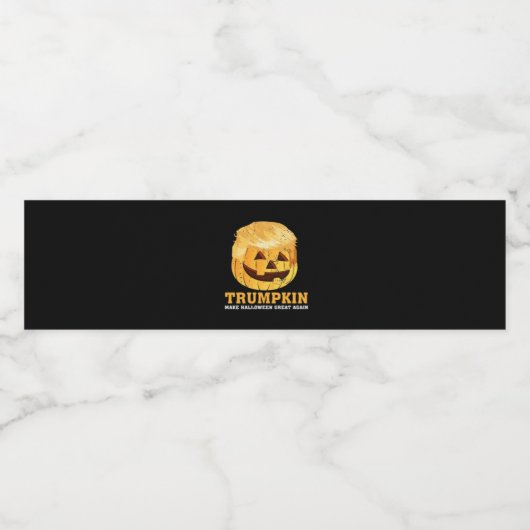 Étiquette Pour Bouteilles D'eau Drôle Citrouille Trumpkin Halloween (Étiquettes simples)