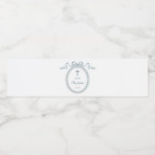 Étiquette Pour Bouteilles D'eau Dusty Blue Bow Cadre grec Baptême (Étiquettes simples)