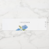 Étiquette Pour Bouteilles D'eau Dusty Blue Floral Hydrangea, événement Mariage (Étiquettes simples)