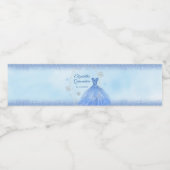 Étiquette Pour Bouteilles D'eau Dusty Blue Winter Snowflake Quinceañera (Étiquettes simples)