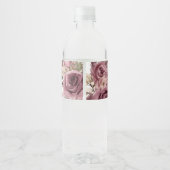 Étiquette Pour Bouteilles D'eau Dusty Rose & Burgundy Boho Floral Mariage (Dos)