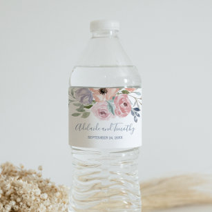 Étiquette Pour Bouteilles D'eau Dusty Rose Florals Mariage