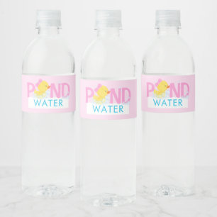 Étiquette Pour Bouteilles D'eau Eau rose rose Fille Canard en caoutchouc