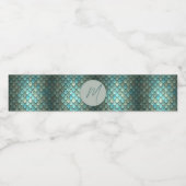 Étiquette Pour Bouteilles D'eau Échelles bleues initiales personnalisées texturées (Étiquettes simples)