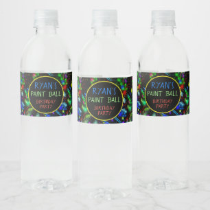 Étiquette Pour Bouteilles D'eau Éclats d'étoiles éclaboussés de peinture néon bril