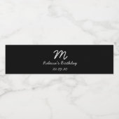 Étiquette Pour Bouteilles D'eau Écriture manuscrite Monogramme noir Mariage d'anni (Étiquettes simples)