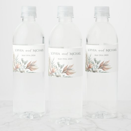 Étiquette Pour Bouteilles D'eau Elégance tropicale Aquarelle Mariage (Bouteilles)