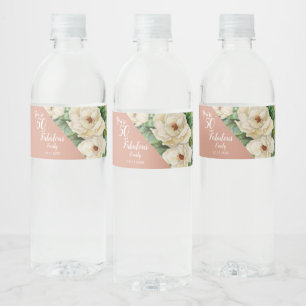 Étiquette Pour Bouteilles D'eau Elégant 50 Et Fabuleux Rose Gold Anniversaire Flo