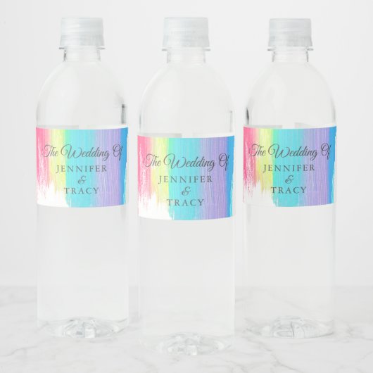 Étiquette Pour Bouteilles D'eau Élégant arc-en-ciel Mariage LGBTQ Mini personnalis (Bouteilles)