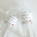 Étiquette Pour Bouteilles D'eau Élégant Baby shower Fleur sauvage Meadow<br><div class="desc">Étiquettes élégants floral baby shower bouteille d'eau avec une bordure inférieure de fleurs sauvages aquarelles et feuillage dans les tons rose, jaune, violet, bleu et vert sur un arrière - plan blanc. Personnalisez les étiquettes de la bouteille d'eau de baby shower fleur sauvage avec le nom de la mère à...</div>