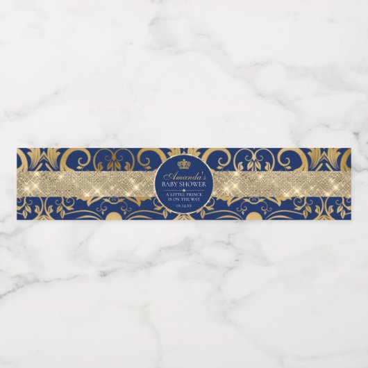 Étiquette Pour Bouteilles D'eau Élégant Baby shower Royal Prince (Étiquettes simples)