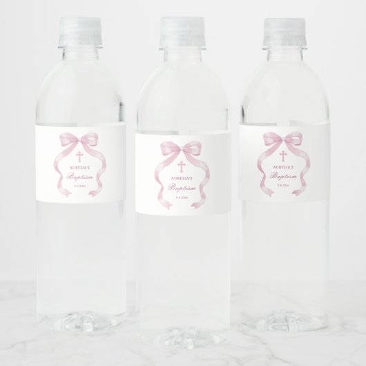 Étiquette Pour Bouteilles D'eau Élégant Baptême de la cou rose (Bouteilles)