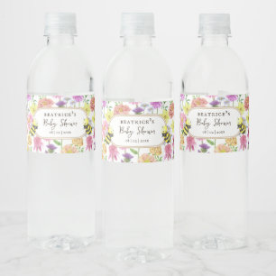 Étiquette Pour Bouteilles D'eau Elegant Bee et Baby shower Fleur sauvage