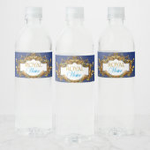 Étiquette Pour Bouteilles D'eau Elégant Blue & Gold Royal (Bouteilles)