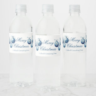 Étiquette Pour Bouteilles D'eau Elegant Blue Joyeux Noël Ornaming Company