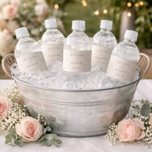 Étiquette Pour Bouteilles D'eau Elegant Classic Ivory Baroque Wedding